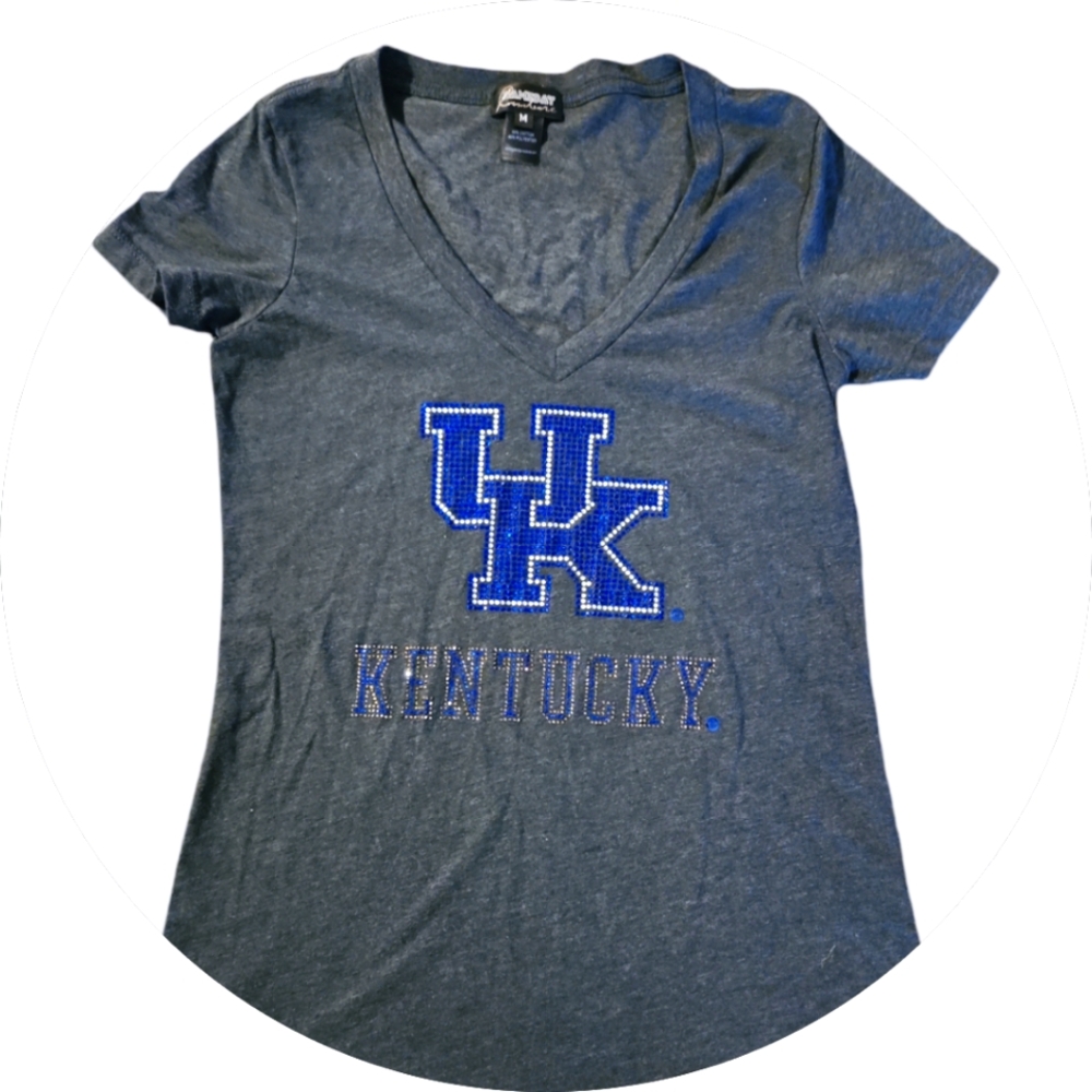 GameDay Culture UK Kentucky Sparkle Women's Cut V-neck Short Sleeve Tee Size Med